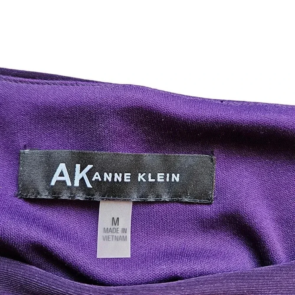 Anne Klein Purple Rouched 3/4 Bell‎ Sleeve Cocktail Evening Dress Size Medium